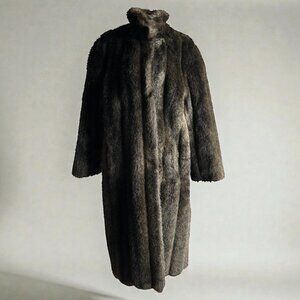 1970s 1980s Brown Faux Fur Winter Coat